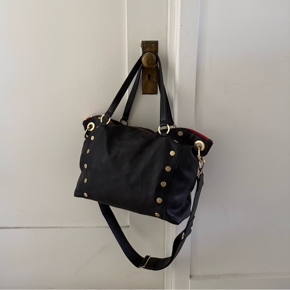 Hammitt Daniel Lrg Black Brushed Gold Red Zip - Black Large Leather Tote Bag - Picture 5 of 5